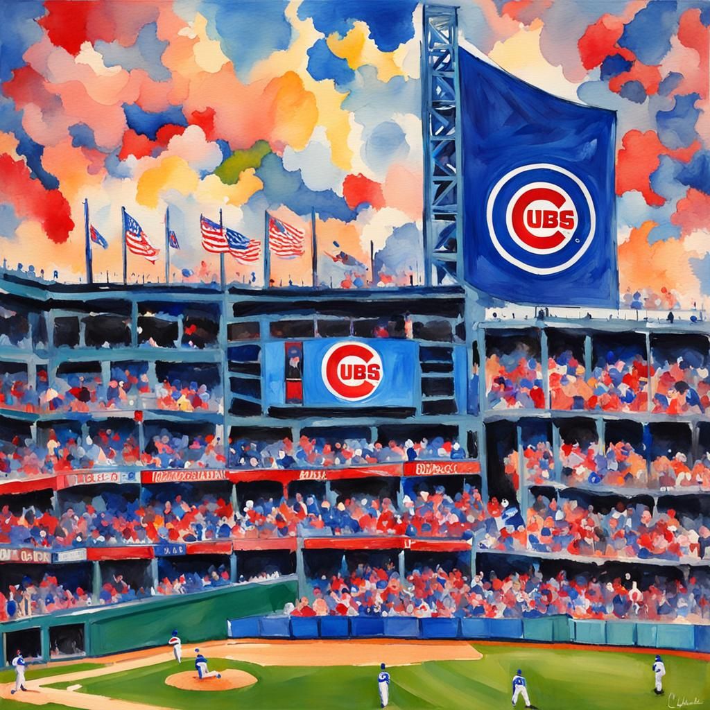 Chicago Cubs 2016 in Gouache Watercolor Style