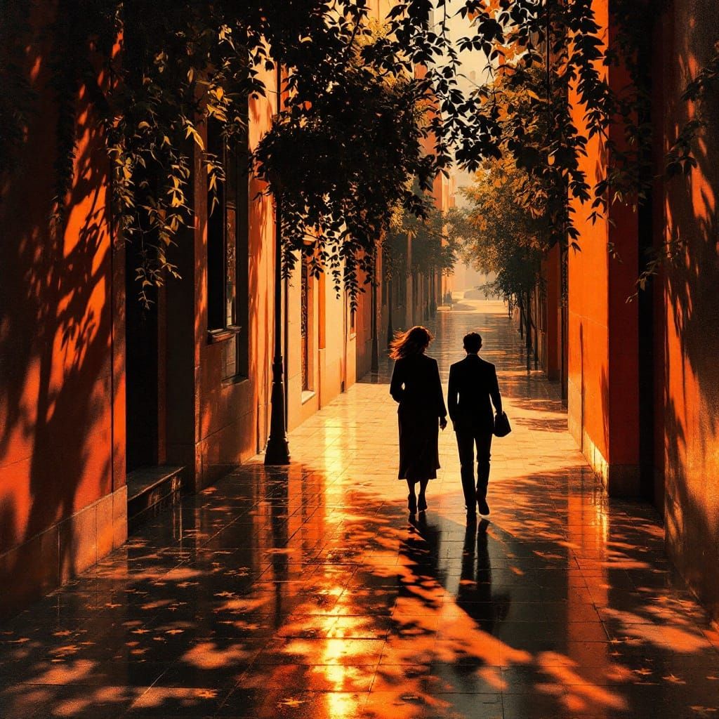 Woman Walking in Sunlight: Ancient Ceramic Painting Aestheti...