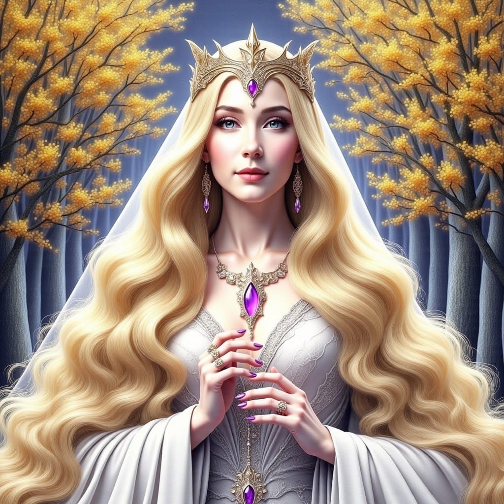 Detailed Purple Elf in Dark Fantasy Art