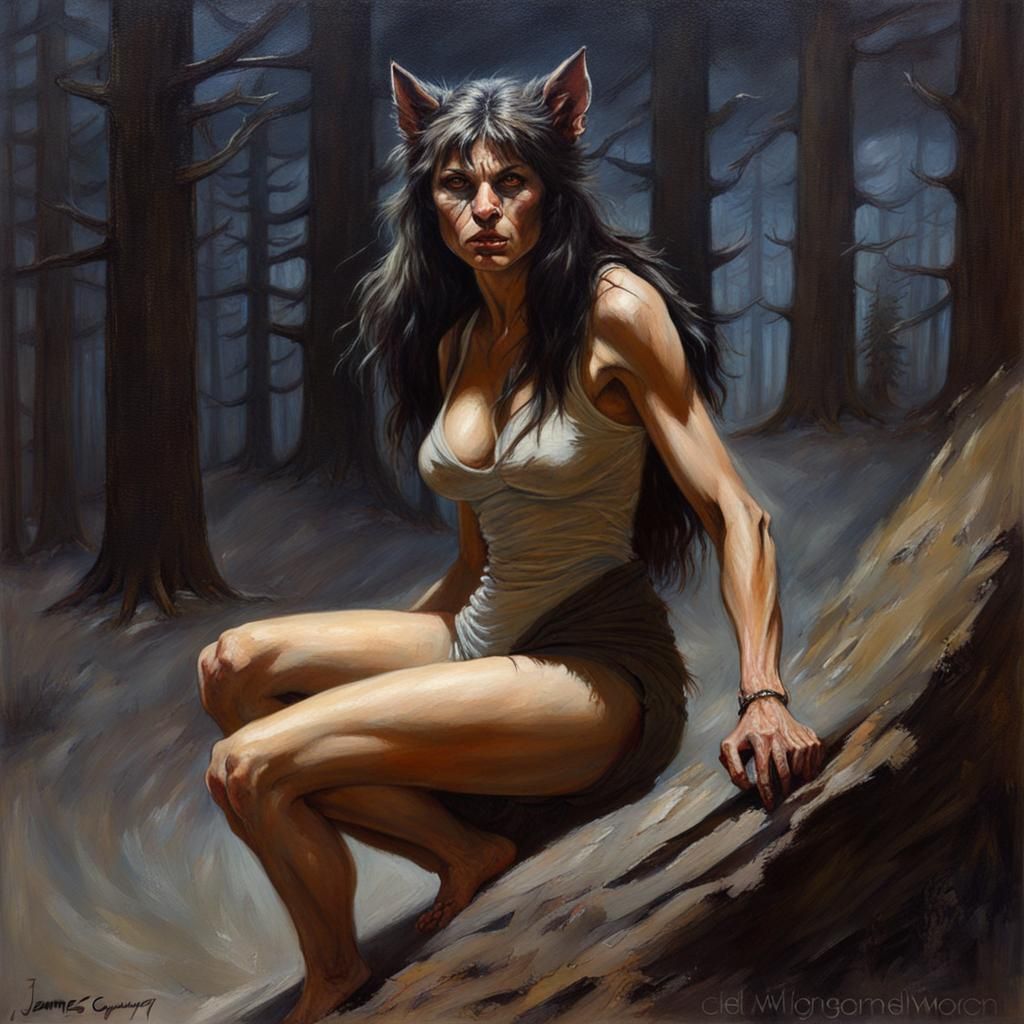 Female Werewolf in Oil Painting Style