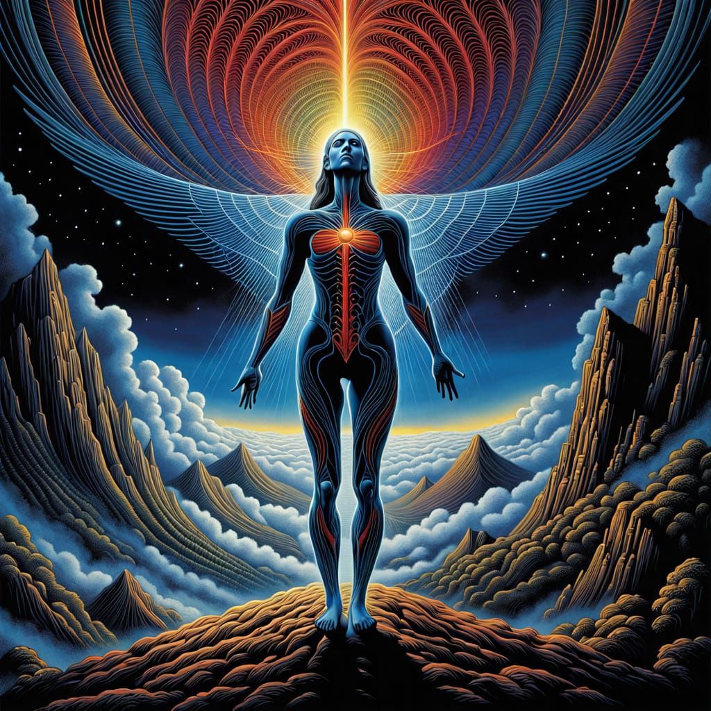 Vibrant Line Art Depiction of Inner Journey