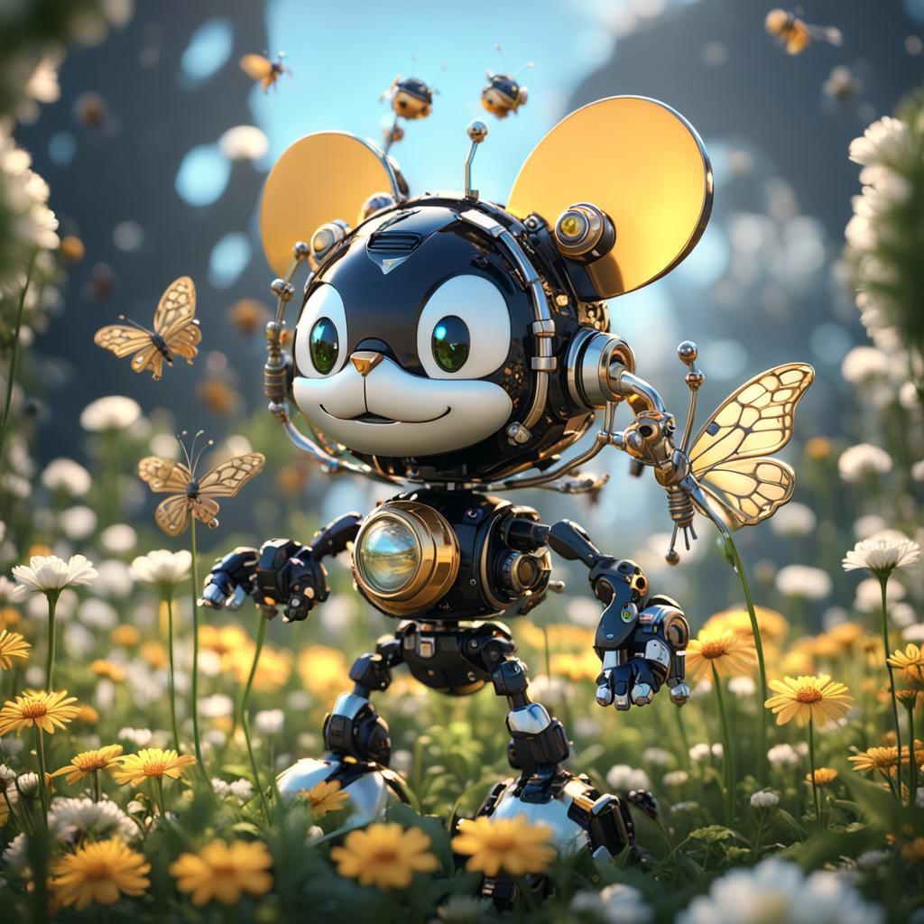 Felix the Cat Cartoon with Spring Flowers