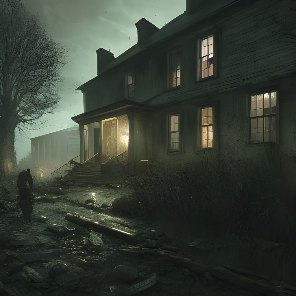 Creepy Resident Evil Baker Farmhouse, Dark Fantasy Art