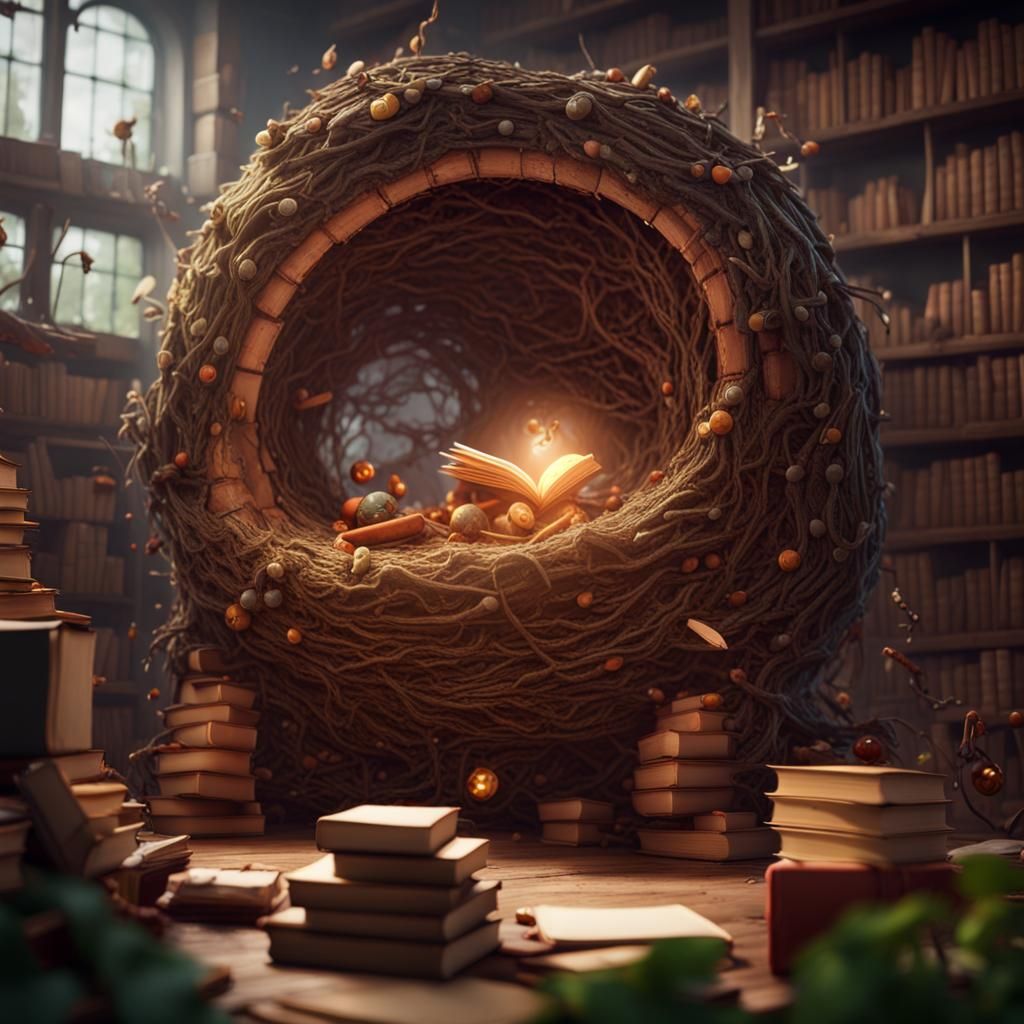 Bookworm Nest Under Librarian Attack: 3D Game Art