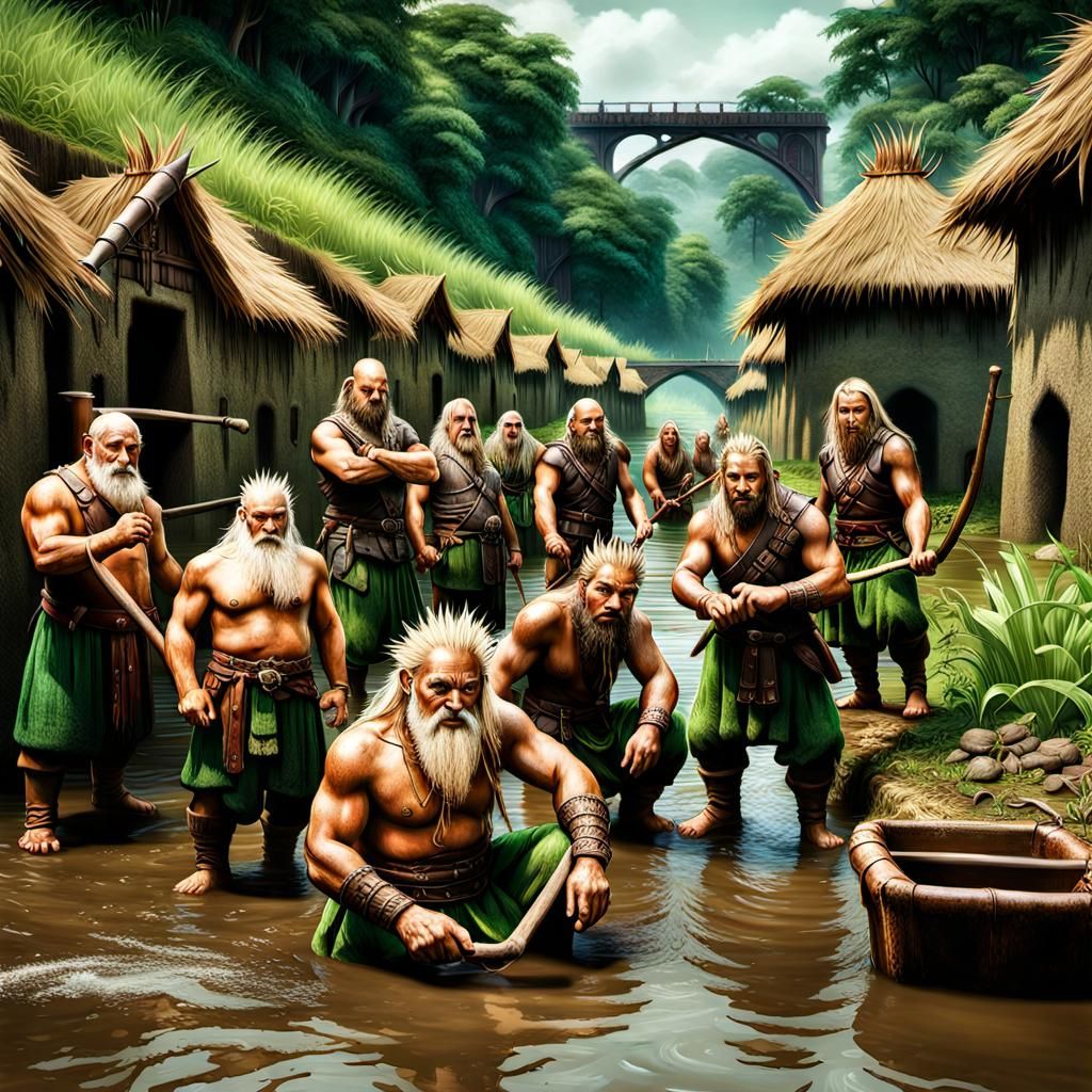 Hyperrealistic Chocolate River Scene with Little People