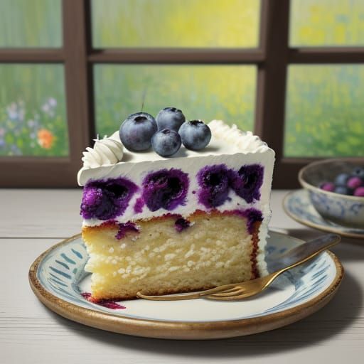 Impressionist Blueberry Cake Still Life