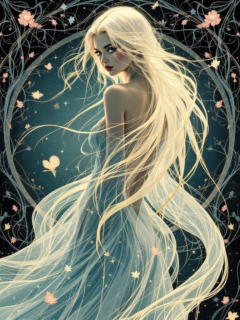 Art Nouveau Woman with Ethereal Glow
