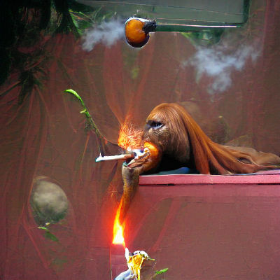 Orangutan Smoking a Blunt: Unusual Image