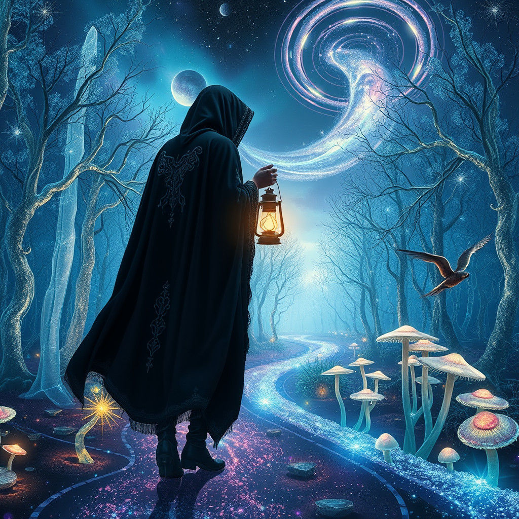 Ethereal Figure in a Crystal Forest