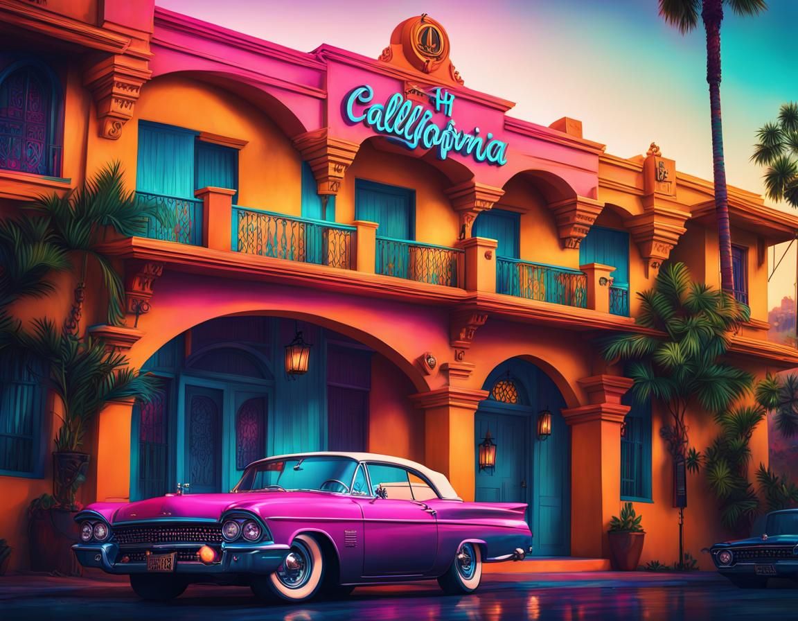Hotel California With Pink Car