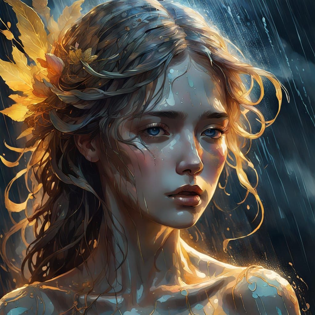Majestic Figure Emotes Under Golden Rain, Inspired by Dreaml...