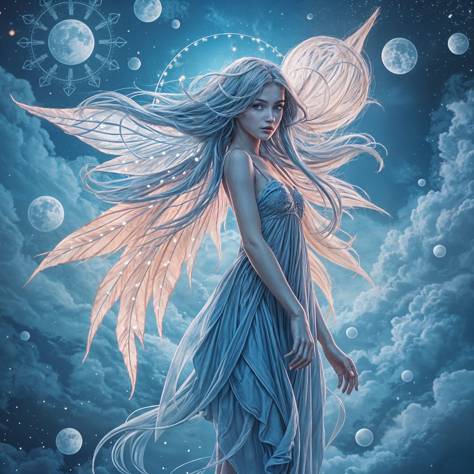 Mystical Fairy in Whimsical Stormy Weather