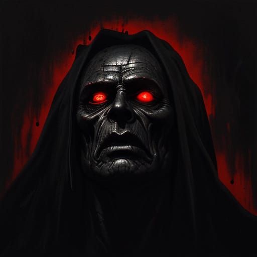 Ominous Dark Fantasy Figure in Oil Painting Style