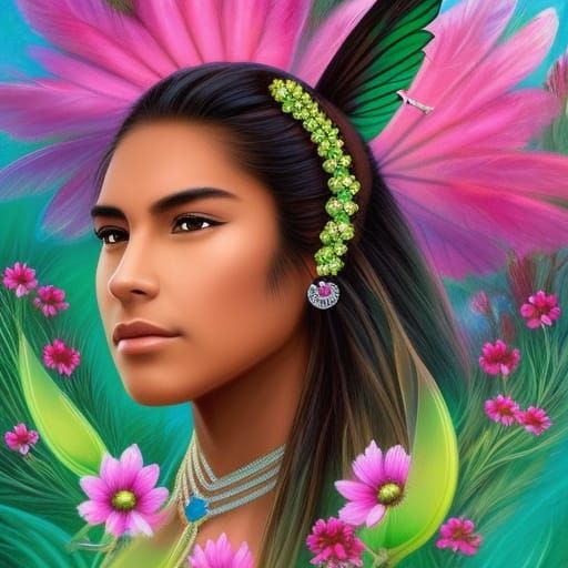 Native American Teen with Dragonfly Wings in Comic Art