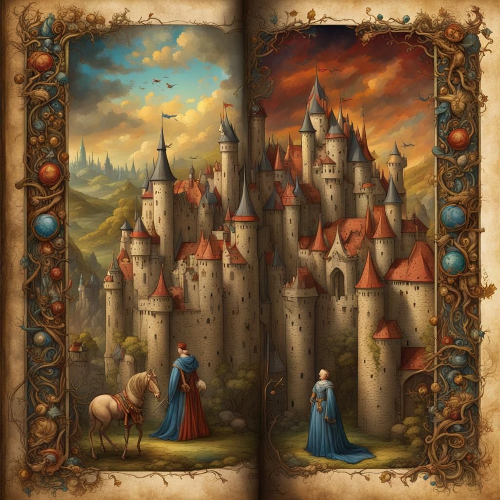 Illuminated Medieval Manuscript with King's Portrait