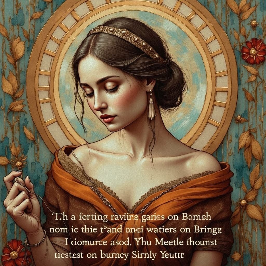 Woman Weaving Tapestry in Ethereal Digital Art Style