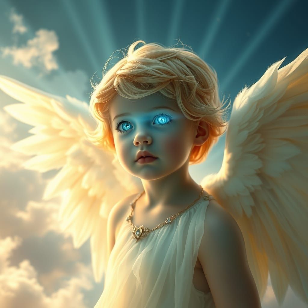 Angel Boy Radiates Divine Light and Beauty