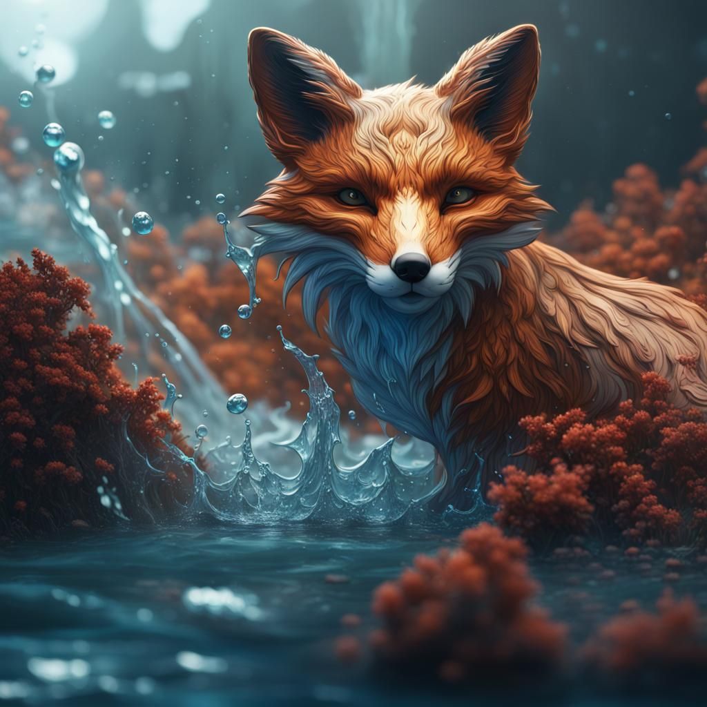 Water Fox Shape in Detailed Fantasy Art
