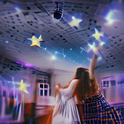 Starlit Dance Floor Scene in Digital Art Style