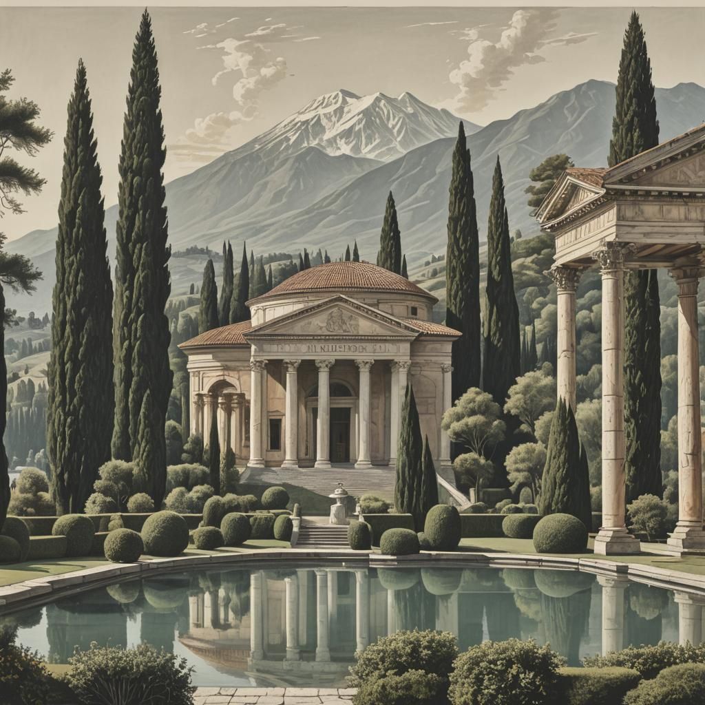 Palladian Villa with Classical Gardens and Lake