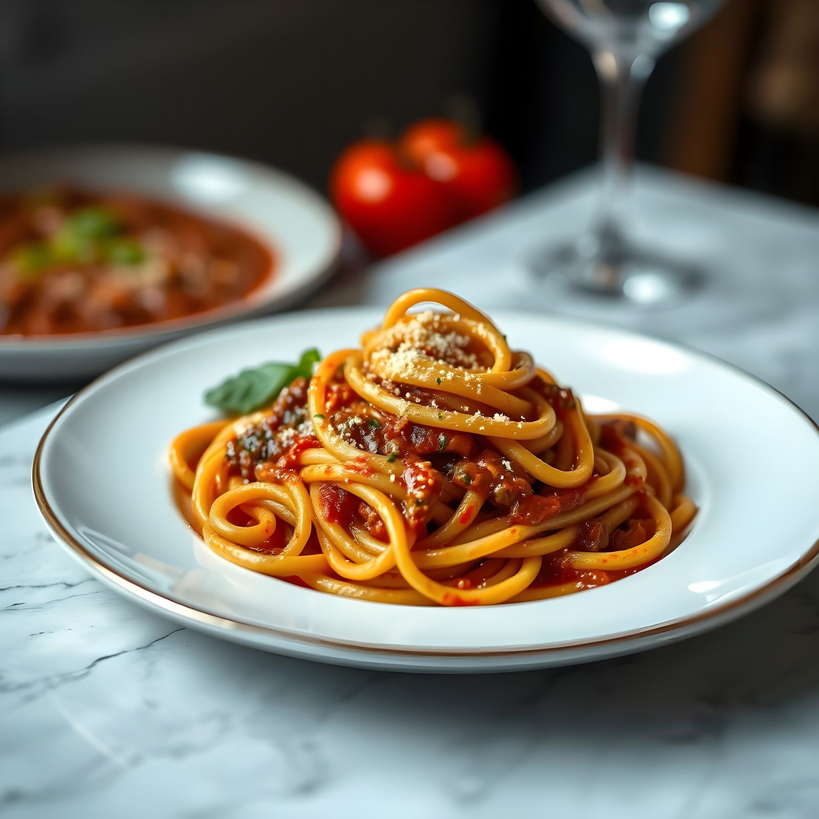 Delicious Bolognese Pasta on Plate, Professional Photography