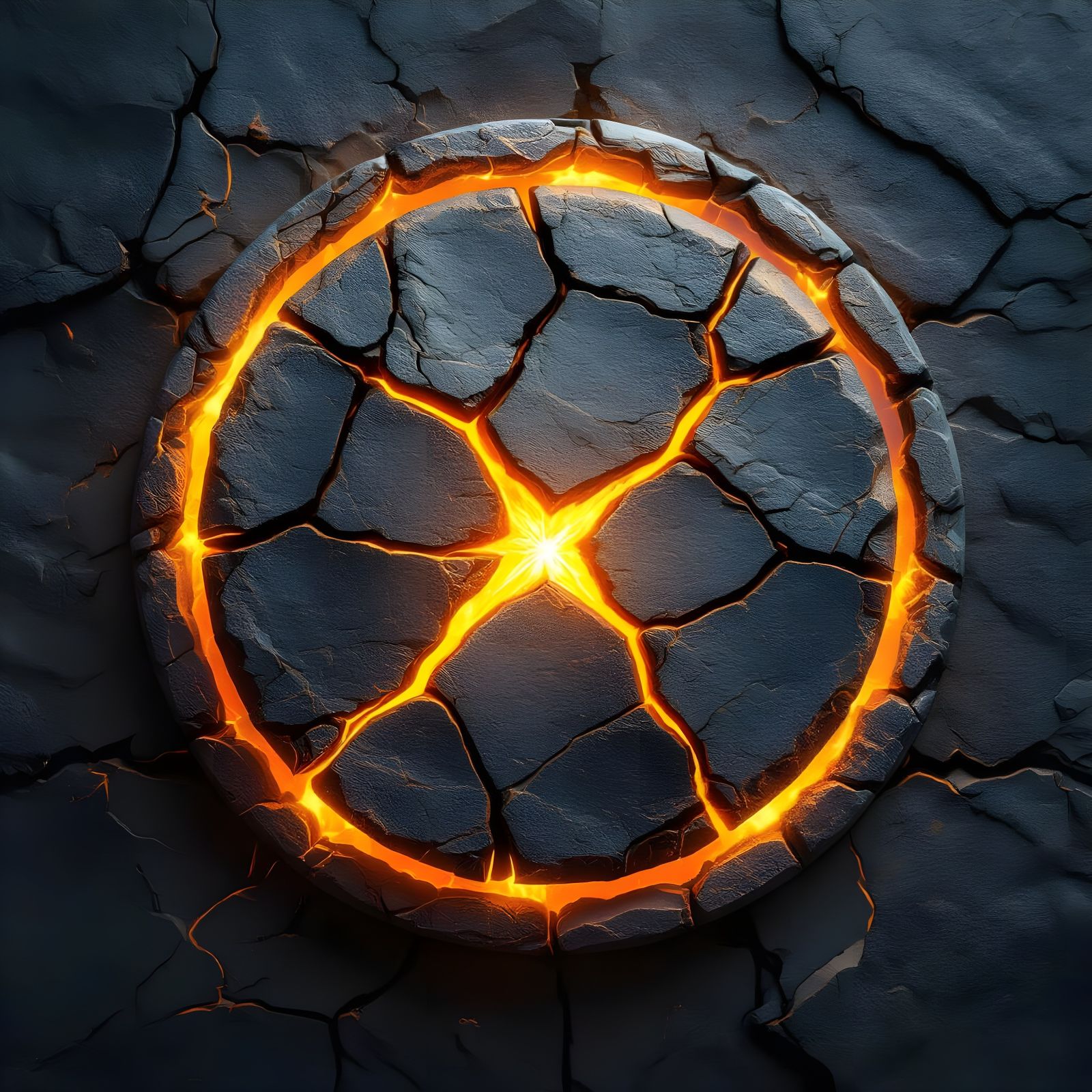 Seismic Core Badge: Cracked Earth with Molten Veins