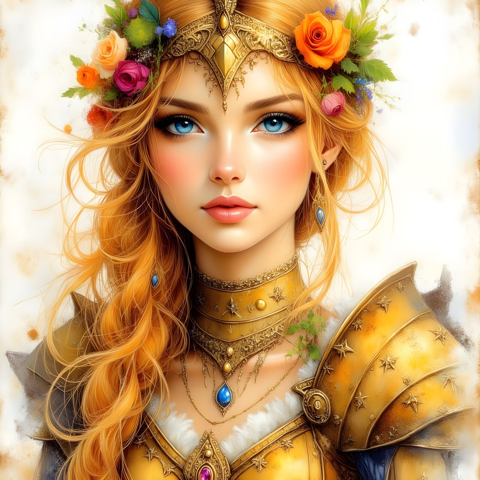 Norse Goddess Portrait in Hand Drawn Bohemian Style