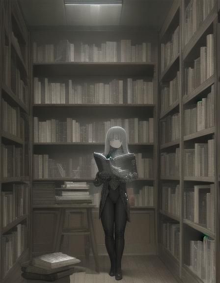 Sci-Fi Manga Character with Book, H.R. Giger Style