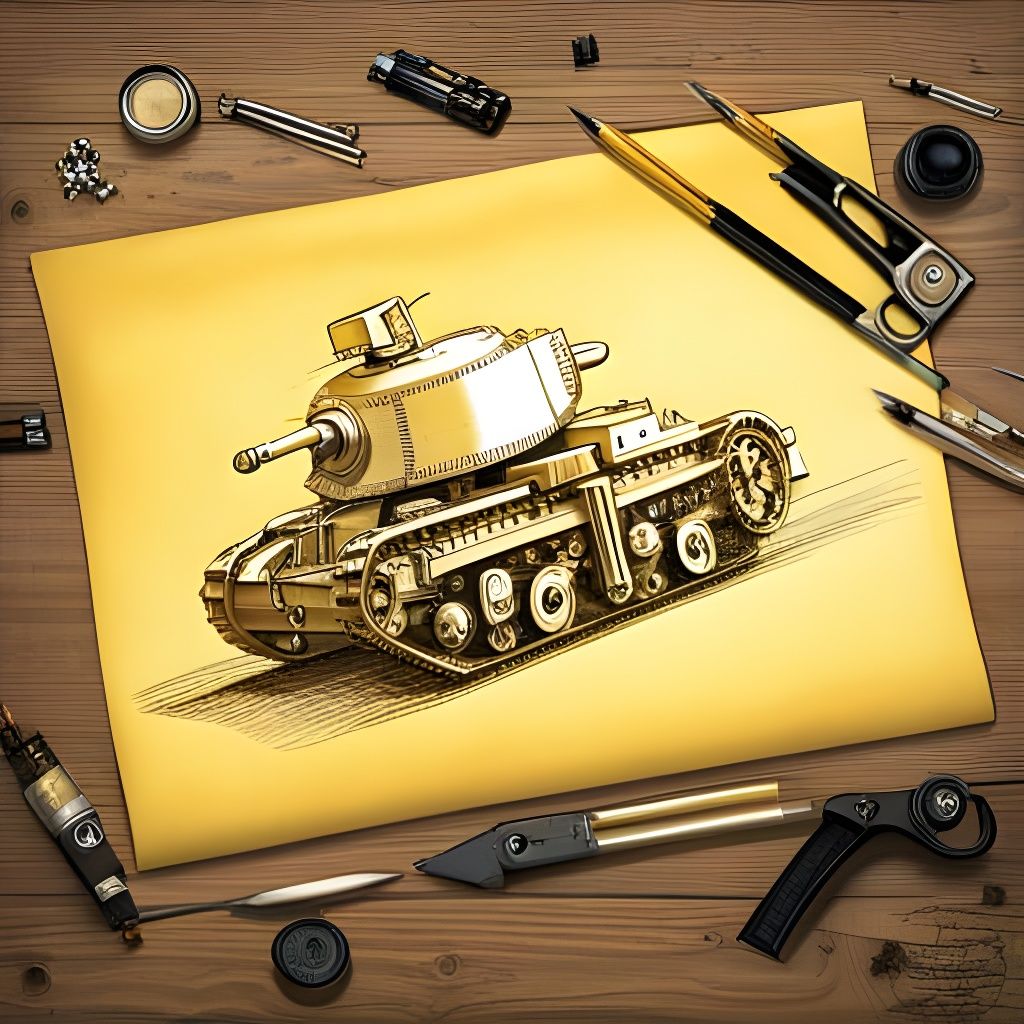 Steampunk Tank Schematic in Detailed Technical Drawing