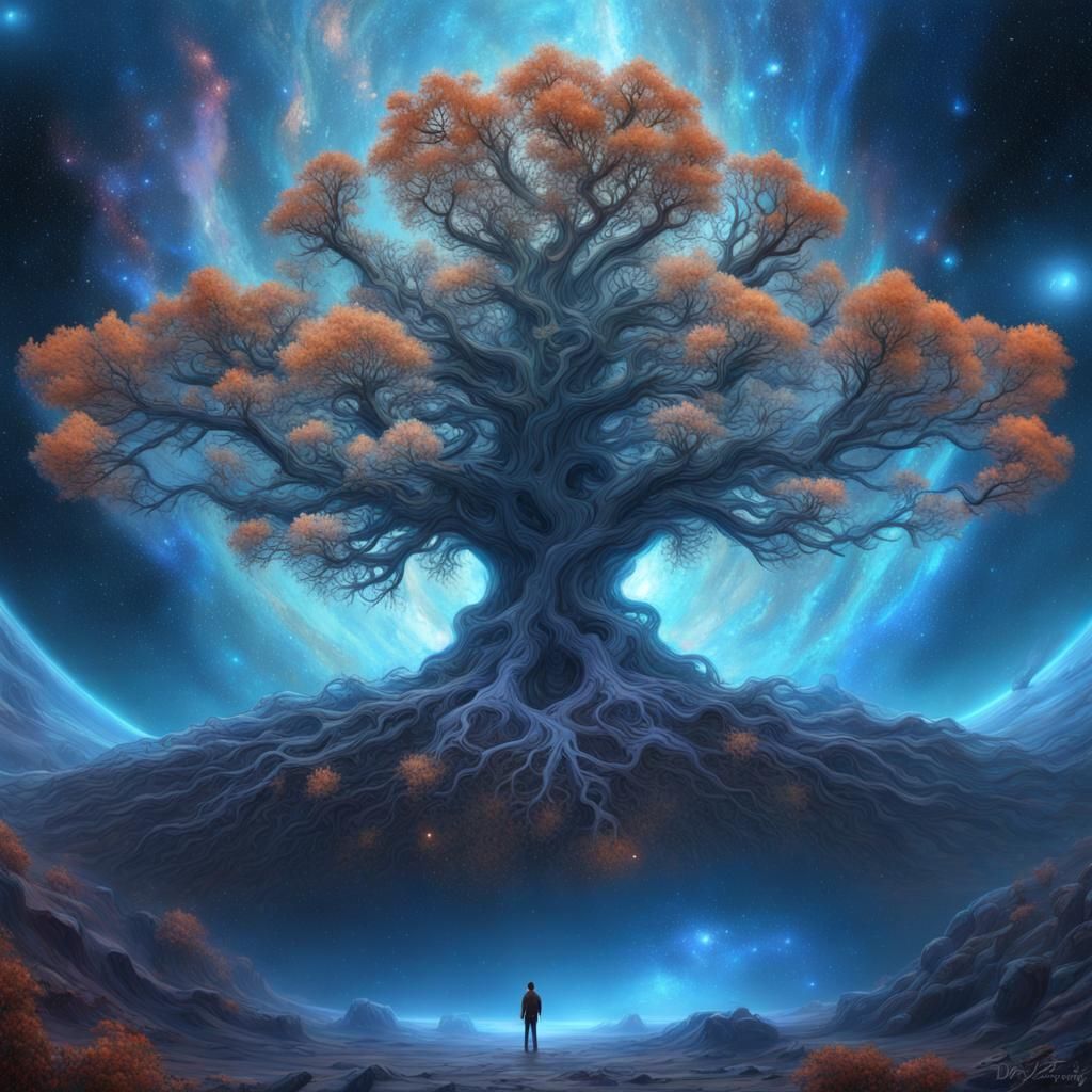 Blue Tree of Life Nebula in Space