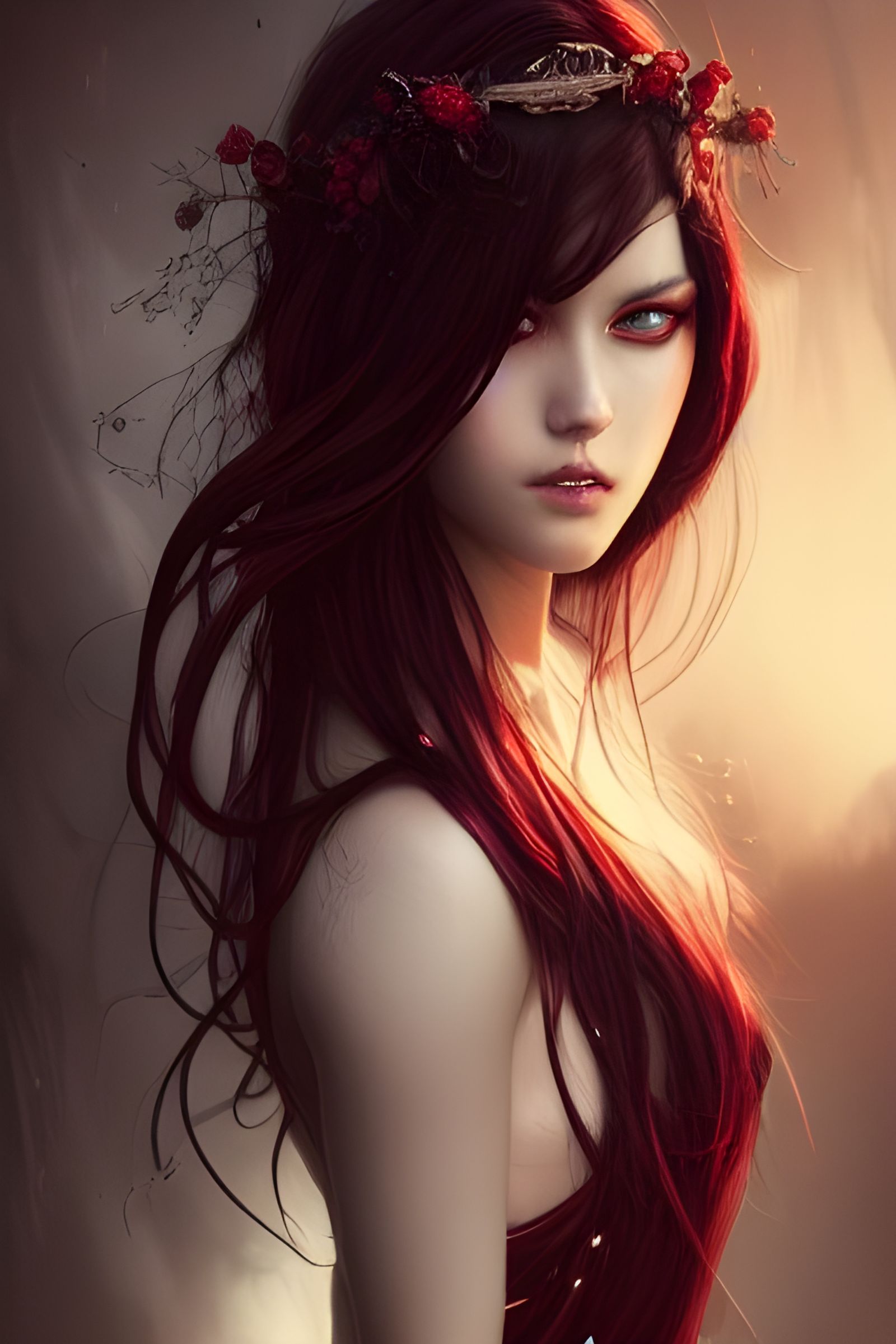 Sinister Goddess with Crimson Eyes: Artgerm Style