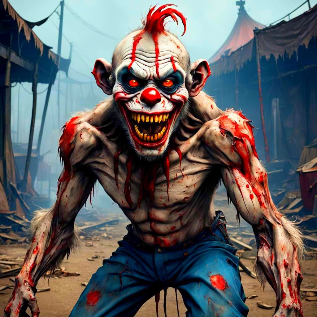 Abandoned Circus Horror: Zombified Clown Hybrid