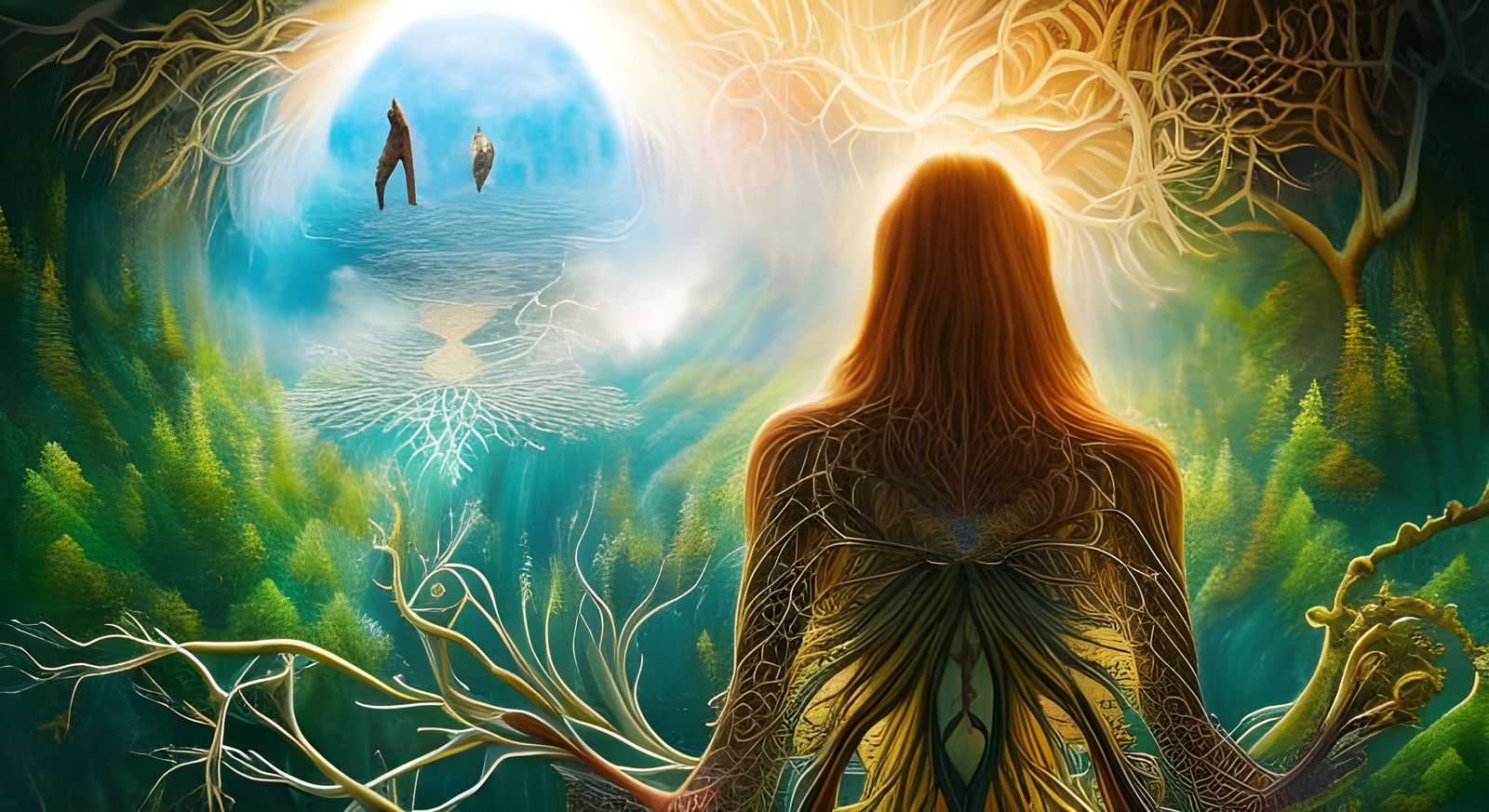 Human Energy Map in Gouache Painting Style