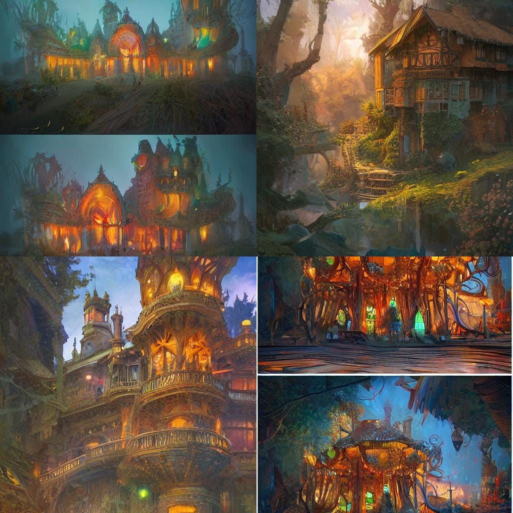 Enchanted Treehouse Library in Ornate Digital Art