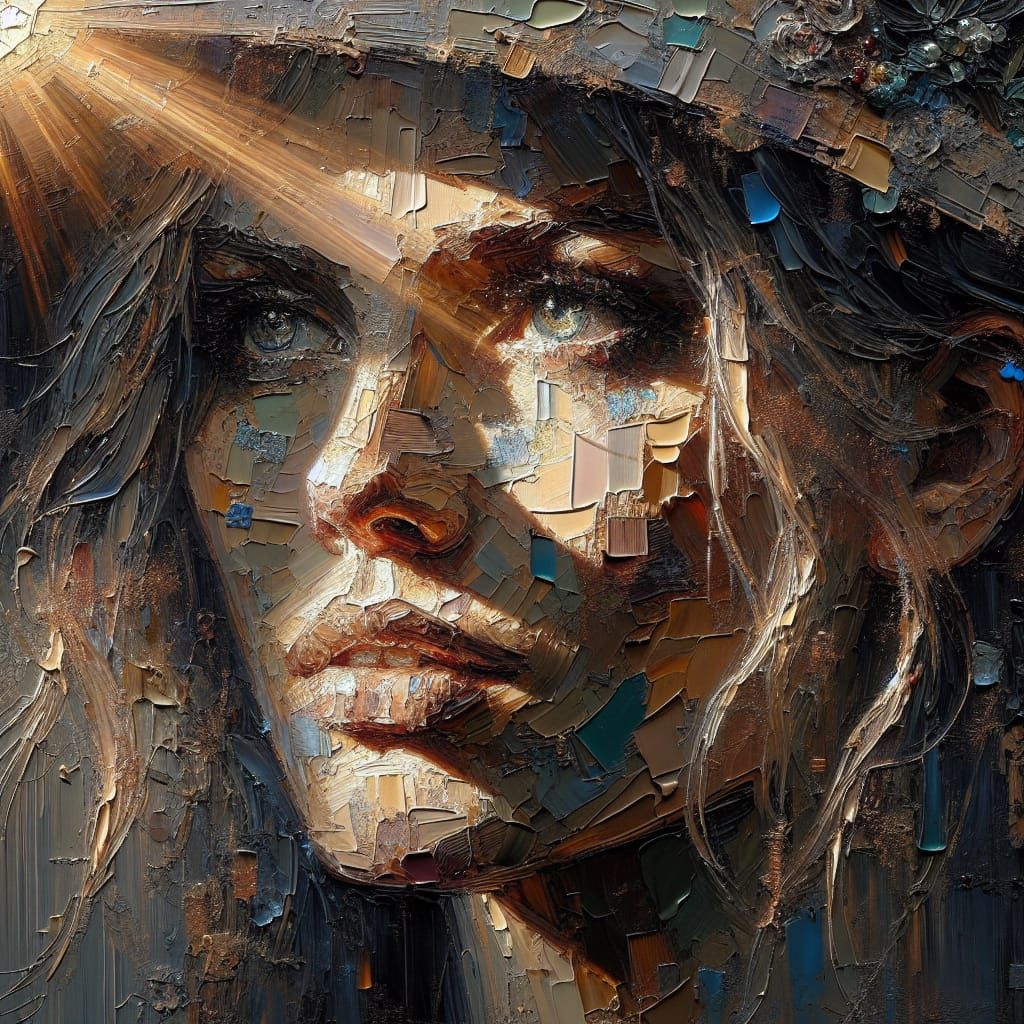 Emotional Female Portrait in Impasto Acrylics