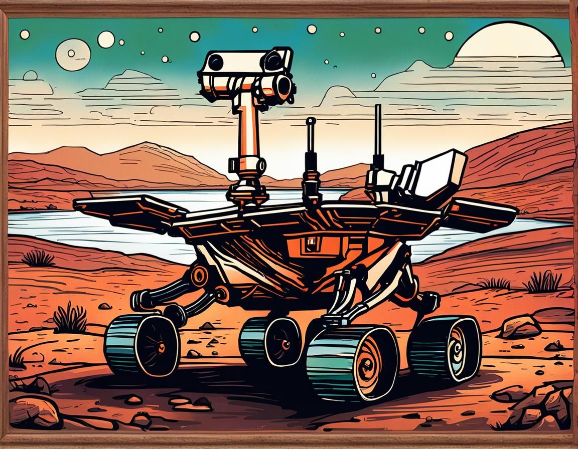 Whimsical Mars Rover Poster Illustration