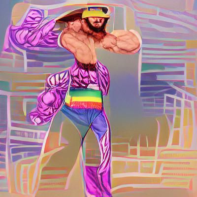 Stylized Portrait of a Muscular Man in Pop Art Style