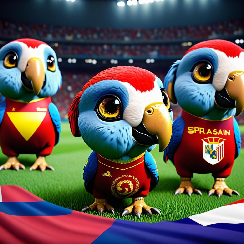 Euro 2024: Spain vs France, Chibi 3D Game Art