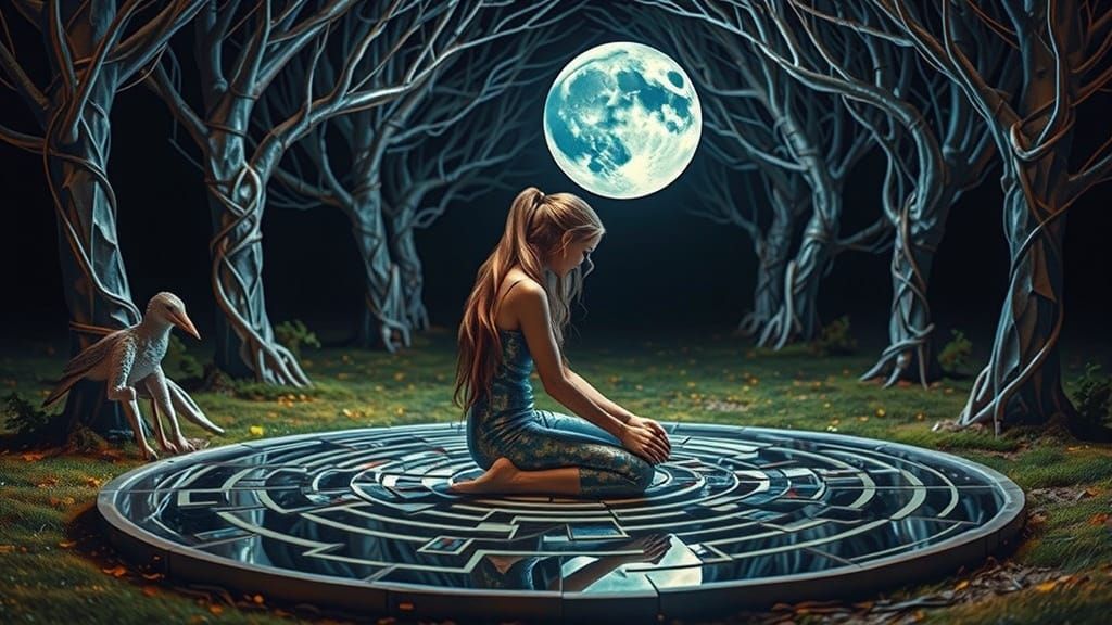 Surreal, Fragmented Labyrinth Sculpture in Bio Art Style