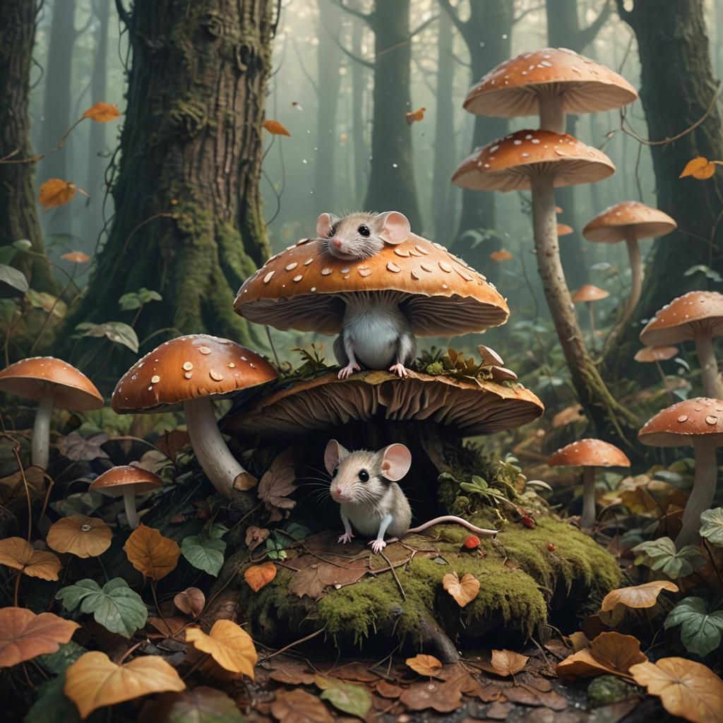 Mouse in Misty Forest, Digital Matte Painting