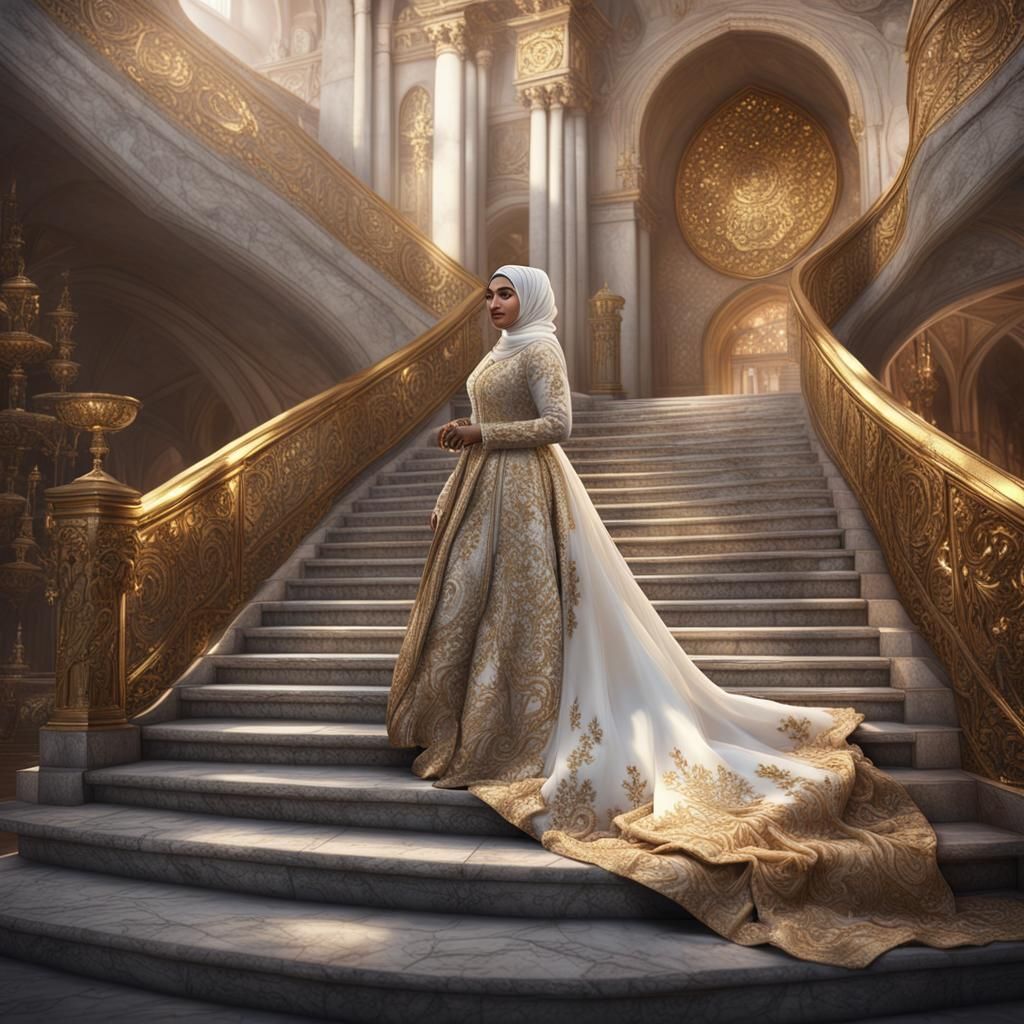 Plus Size Hijabi in Gold Wedding Gown