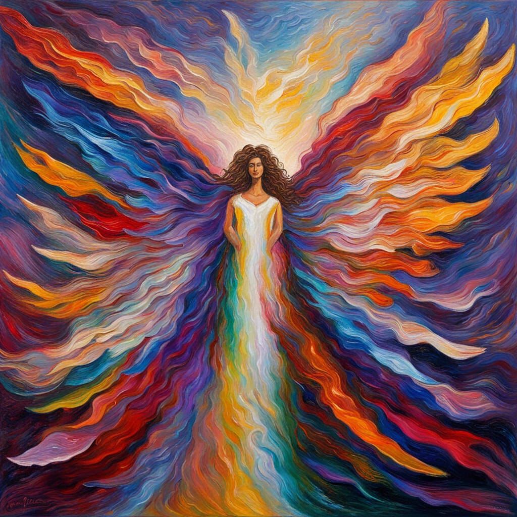 Angels of Abundance: Neo-Impressionist Oil Painting