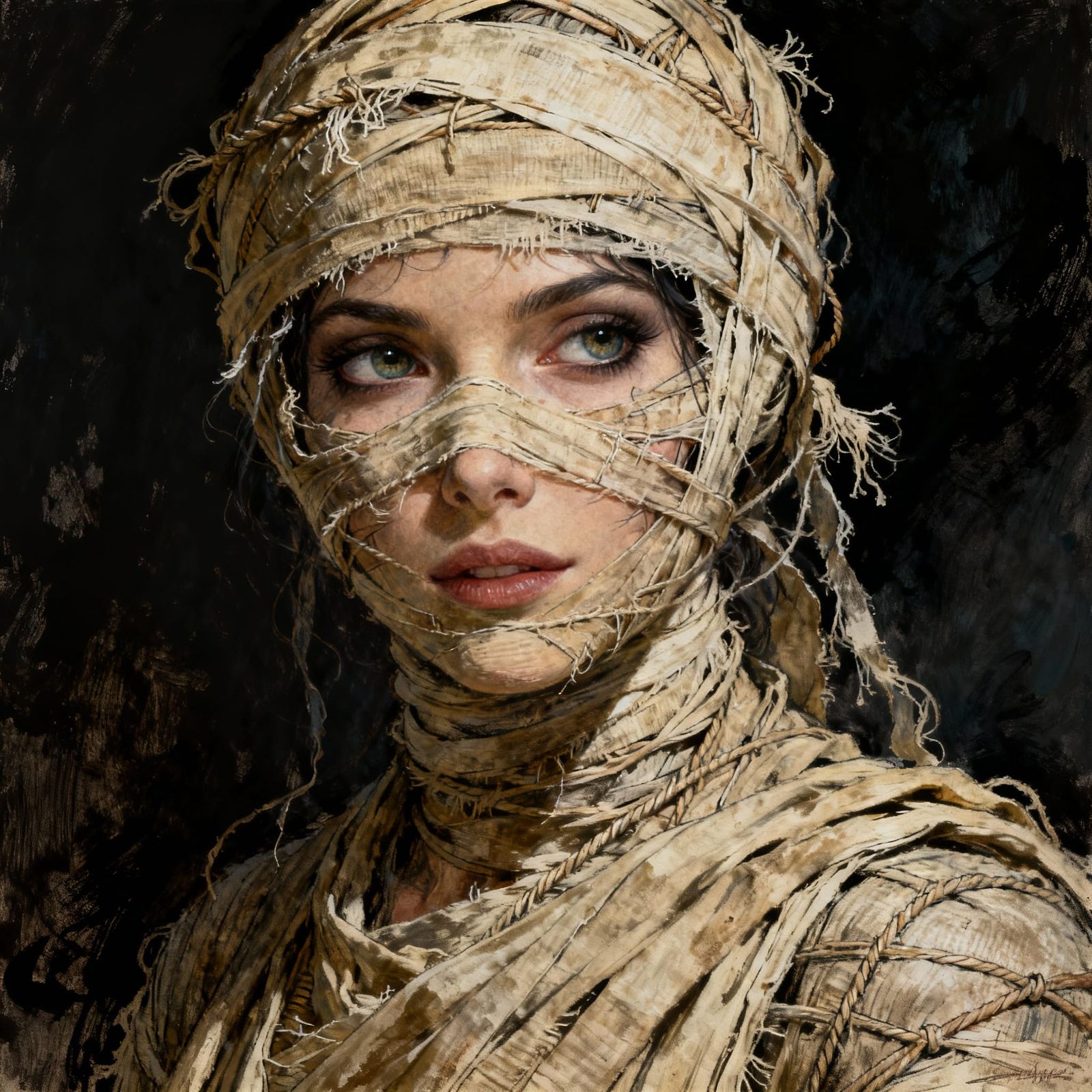 Mummy Portrait With Detailed Textures and Mysterious Aura