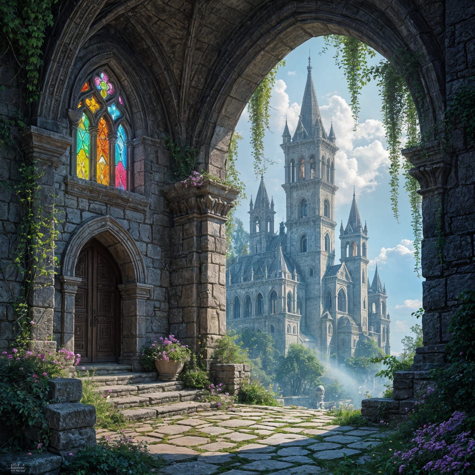 Ancient Architecture Rising in Vibrant Landscape