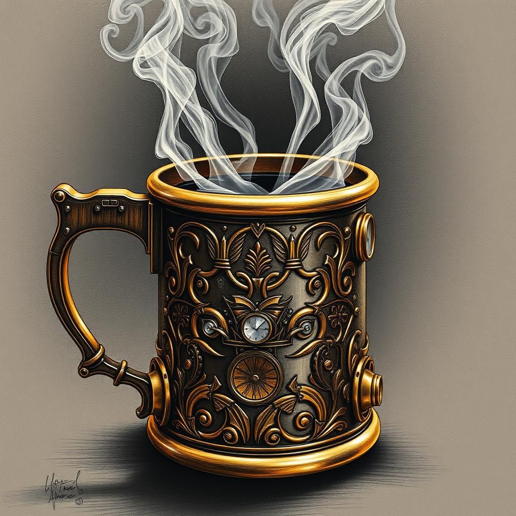 An ember steampunk smart mug