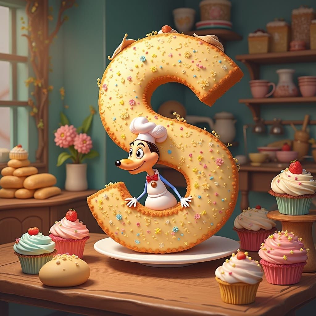 Disney-Inspired Bakery Scene in Whimsical Style