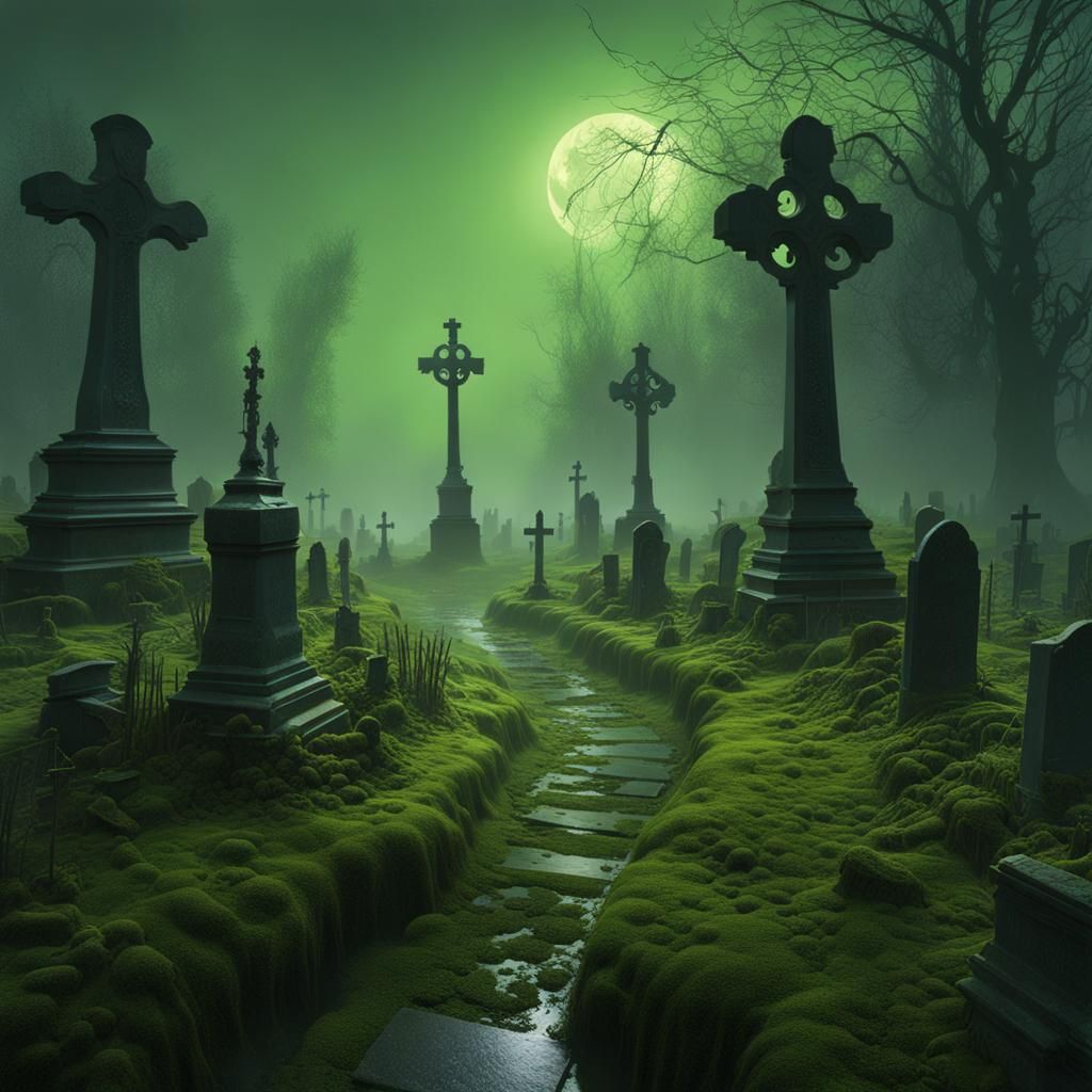 Eerie Skeletons Walking Through Swamp Graveyard