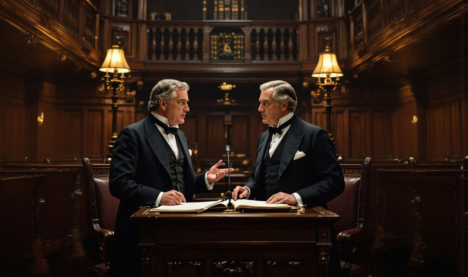 Parliament Debate: Asquith and Grey, in Style of Sargent