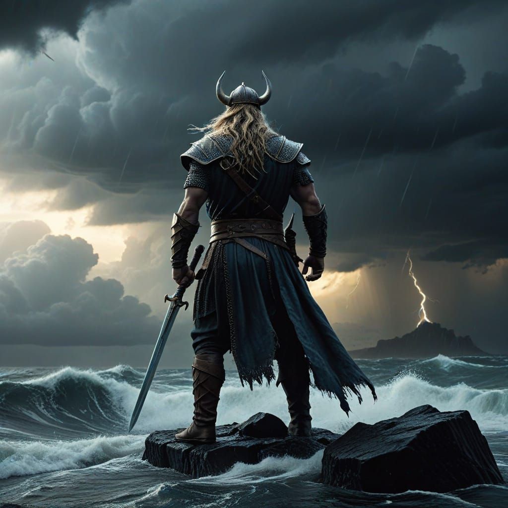 Norse Warrior Stands Against the Hellish King's Fury