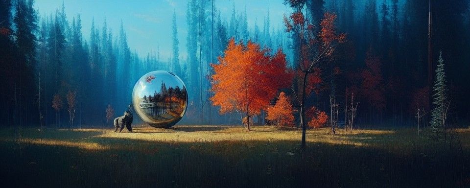 Bear in Autumn Environment: Fantastical Triadic Painting